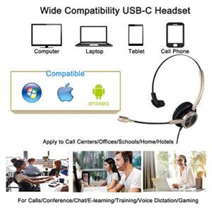 EMAIKER USB Type C Headphone with Microphone, One Ear USB C Headset USB-C with Noise Cancelling Microphone with Mic Mute, Compatible with Laptop, and Mobiles Samsung,Google Pixel