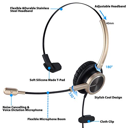 EMAIKER USB Type C Headphone with Microphone, One Ear USB C Headset USB-C with Noise Cancelling Microphone with Mic Mute, Compatible with Laptop, and Mobiles Samsung,Google Pixel