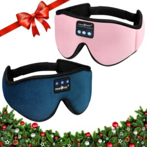 musicozy sleep headphones bluetooth wireless headband sleep mask, sleeping headphones music eye mask earbuds for side sleepers air travel office nap unique holiday christmas gifts, pack of 2