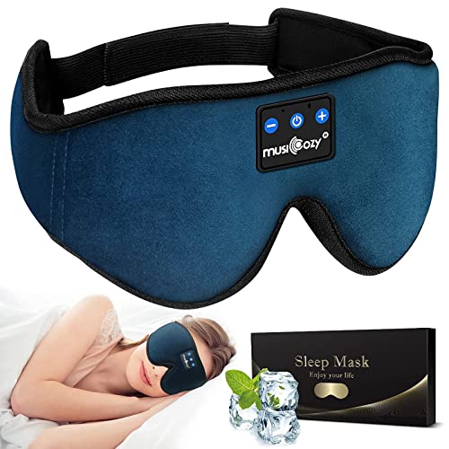 MUSICOZY Sleep Headphones Bluetooth Wireless Headband Sleep Mask, Sleeping Headphones Music Eye Mask Earbuds for Side Sleepers Air Travel Office Nap Unique Holiday Christmas Gifts, Pack of 2