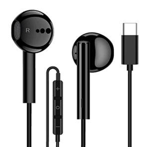 earphone stereo usb-c headphones, usb type c in-ear earbuds hi-fi digital dac bass noise cancelling headsets w/h mic & remote control for samsung google pixel pad pro 2022 oneplus