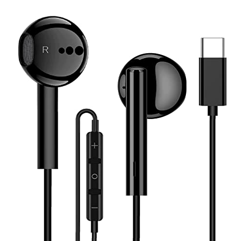 Earphone Stereo USB-C Headphones, USB Type C in-Ear Earbuds Hi-Fi Digital DAC Bass Noise Cancelling Headsets w/h Mic & Remote Control for Samsung Google Pixel Pad Pro 2022 OnePlus