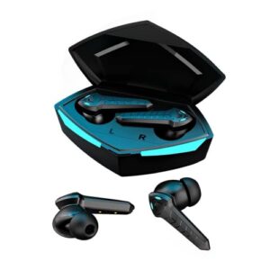 bluetooth 5.2 wireless earbuds gaming headphones for motorola one 5g ace, low latency with cool lights, true wireless gaming headset music/gaming mode – black