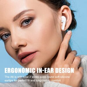 FEANS A6 Wireless Earbuds Bluetooth 5.3 Headphones Built-in Microphone LED Power Display Earphones Waterproof Stereo in Ear Earbuds Immersive Premium Sound with Deep Bass for iPhone Android (White)