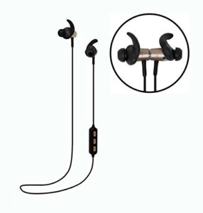 micro.cc wireless sports headphones, magnetic wireless earbuds with bluetooth 4.1 ~ lightweight & noise cancelling ~ exercise earphones with built in mic ~ perfect for workouts, running & more (gold)