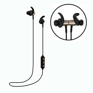 Micro.cc Wireless Sports Headphones, Magnetic Wireless Earbuds with Bluetooth 4.1 ~ Lightweight & Noise Cancelling ~ Exercise Earphones with Built in Mic ~ Perfect for Workouts, Running & More (Gold)