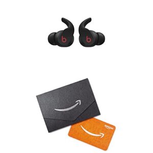 beats fit pro – true wireless noise cancelling earbuds – apple h1 headphone chip, class 1 bluetooth®, built-in microphone, 6 hours of listening time – black + amazon.com gift card in a mini envelope