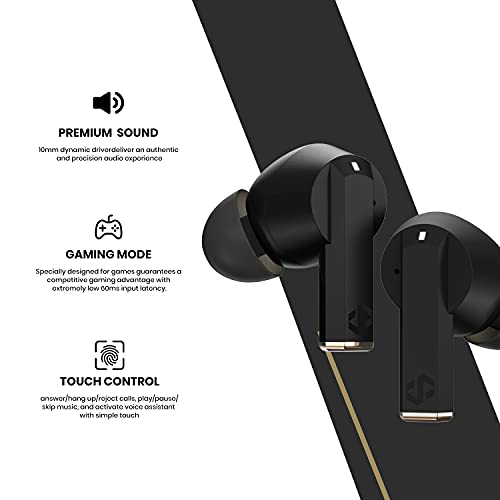 dyplay True Wireless Earbuds with Mic,Active Noise Cancelling Bluetooth 5.0 in-Ear Headphones with Premium Stereo Sound,Touch Control and Wireless Charge,Type C 10min Fast Charge 2H Playtime