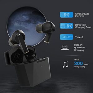 dyplay True Wireless Earbuds with Mic,Active Noise Cancelling Bluetooth 5.0 in-Ear Headphones with Premium Stereo Sound,Touch Control and Wireless Charge,Type C 10min Fast Charge 2H Playtime