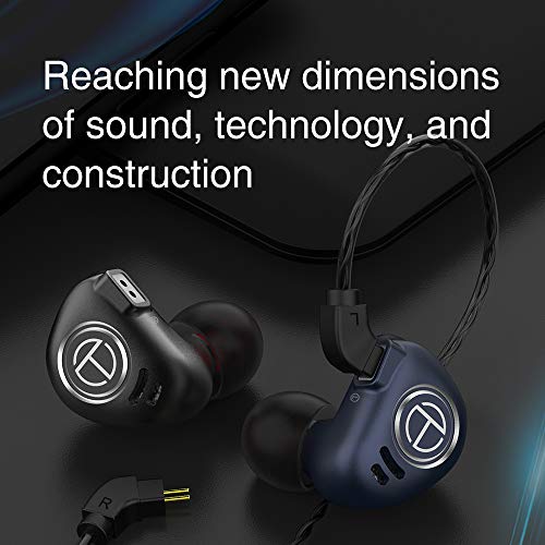 TRN V90 in Ear Earphones, HiFi IEM Headphone Studio Monitor Earbuds 4BA 1DD with Detachable 0.75mm 2 Pin Cable for Singer Musician Drummer(No Mic, Midnight)