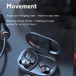 Wireless Earbuds with Earhooks Bluetooth Earbuds with Ear Hook Sport Waterproof Headphones Noise Cancelling Ear Buds with Microphone Running Workout Gym Earphones LED Power Display for Android iOS