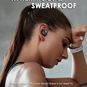 Wireless Earbuds with Earhooks Bluetooth Earbuds with Ear Hook Sport Waterproof Headphones Noise Cancelling Ear Buds with Microphone Running Workout Gym Earphones LED Power Display for Android iOS