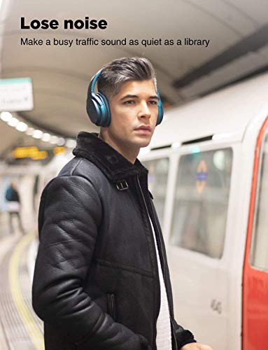 Active Noise Cancelling Headphones Bluetooth Headphones Wireless Headphones Over Ear Built-in Microphone Deep Bass, 30 Hours for Travel/Work/TV/Computer/Cellphone - Green