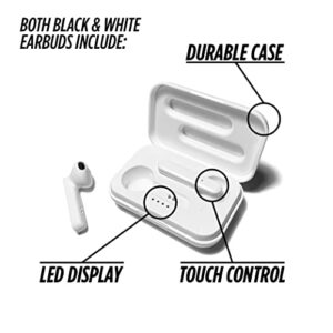 Coby True Wireless Earbuds, Bluetooth 5.0 Headphones with Autopairing, 22H Playtime, Wireless Charging Case, IPX6 Water Resistance, and Noise-Canceling Mics for iPhones and Android Phone (White)