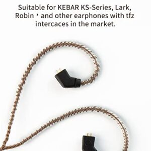 Keephifi Earphone Cable-KBEAR Type-C1 Connector Earbuds Upgrade OFC Cable with TFZ Pins Interface, Line-Control Noise Cancelling Microphone, Suitable for KBEAR HiFi Bass Headphone KS1 KS2(Brown)