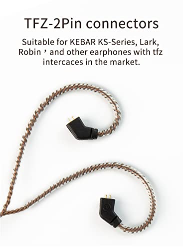 Keephifi Earphone Cable-KBEAR Type-C1 Connector Earbuds Upgrade OFC Cable with TFZ Pins Interface, Line-Control Noise Cancelling Microphone, Suitable for KBEAR HiFi Bass Headphone KS1 KS2(Brown)