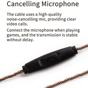 Keephifi Earphone Cable-KBEAR Type-C1 Connector Earbuds Upgrade OFC Cable with TFZ Pins Interface, Line-Control Noise Cancelling Microphone, Suitable for KBEAR HiFi Bass Headphone KS1 KS2(Brown)