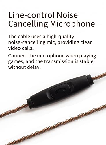 Keephifi Earphone Cable-KBEAR Type-C1 Connector Earbuds Upgrade OFC Cable with TFZ Pins Interface, Line-Control Noise Cancelling Microphone, Suitable for KBEAR HiFi Bass Headphone KS1 KS2(Brown)
