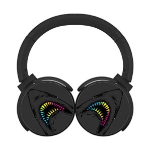 rainbow shark tooth art boys girls wireless retractable bluetooth headphones headsets noise cancelling over ear for kids adults