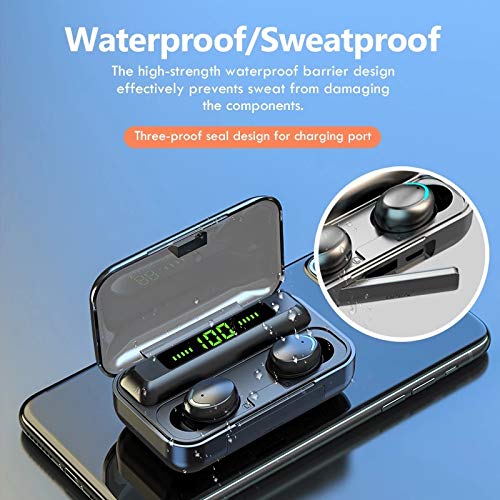 BTT Bluetooth Earbuds for Apple iPhone/Android Wireless Earphone Waterproof/Noise Cancelling/V5.1/Led Display/IPX7