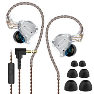 wired earbuds, in ear headphones, gaming earbuds, earphones wired with 4ba+1dd hybrid 10 drivers hifi bass in ear monitor, noise cancelling earbuds wired zs10 pro(with mic,blue)