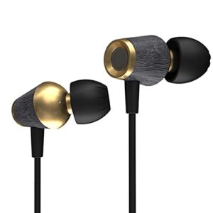 cca earbuds wired wood bass in ear headphones lightweight stereo comfortable ear buds fashionable hi-res high fidelity earphones for computer laptop phone mp3, fits all 3.5mm interface