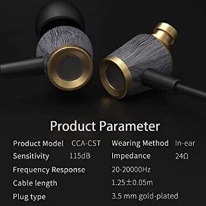 CCA Earbuds Wired Wood Bass in Ear Headphones Lightweight Stereo Comfortable Ear Buds Fashionable Hi-Res High Fidelity Earphones for Computer Laptop Phone MP3, Fits All 3.5mm Interface