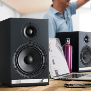 Audioengine HD6 150W Powered Bookshelf Stereo Speakers | Home Music System w/aptX HD Bluetooth, AUX Audio, Optical, RCA, 24-bit DAC | Real Wood Veneer (Black)