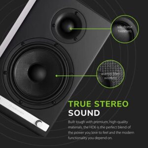 Audioengine HD6 150W Powered Bookshelf Stereo Speakers | Home Music System w/aptX HD Bluetooth, AUX Audio, Optical, RCA, 24-bit DAC | Real Wood Veneer (Black)
