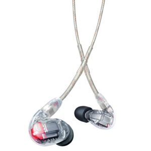 shure se846 pro wired earbuds – professional sound isolating earphones, four high definition microdrivers and true subwoofer, secure in-ear fit, detachable cable, durable quality – clear (se846-cl)