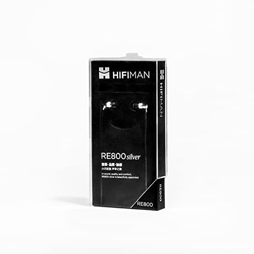 HIFIMAN RE800-Silver Dynamic Driver Topology Diaphragm Ergonomic Fit Wired Hi-Fi in-Ear Earphones/IEM/Earbuds for Audiophiles- Simplified Packaging Version