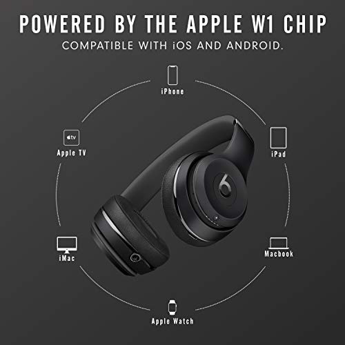 Beats Solo3 Wireless On-Ear Headphones - Apple W1 Headphone Chip, Class 1 Bluetooth, 40 Hours of Listening Time, Built-in Microphone - Black (Latest Model)