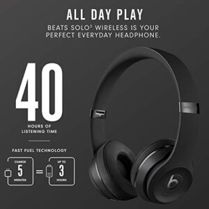 Beats Solo3 Wireless On-Ear Headphones - Apple W1 Headphone Chip, Class 1 Bluetooth, 40 Hours of Listening Time, Built-in Microphone - Black (Latest Model)