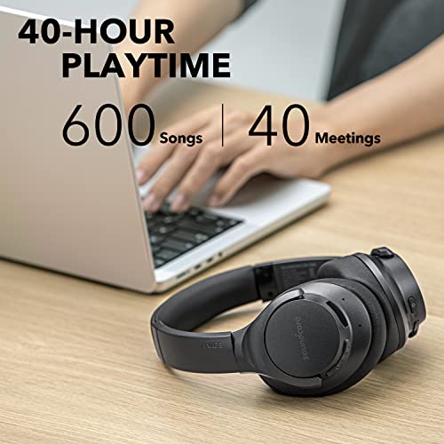 Soundcore Anker Life Q20 Hybrid Active Noise Cancelling Headphones, Wireless Over Ear Bluetooth Headphones, 40H Playtime, Hi-Res Audio, Deep Bass, Memory Foam Ear Cups, for Travel, Home Office