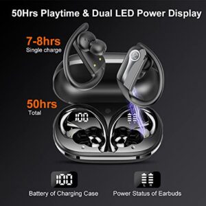 DOBOPO Wireless Earbuds Bluetooth 5.3 Headphones 50Hrs Playtime Sports Earphones Earhooks Headset with LED Display, ENC Mic, IP7 Waterproof for Workout, Running, Gym (2023 New)