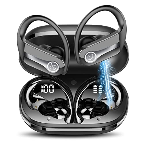 DOBOPO Wireless Earbuds Bluetooth 5.3 Headphones 50Hrs Playtime Sports Earphones Earhooks Headset with LED Display, ENC Mic, IP7 Waterproof for Workout, Running, Gym (2023 New)