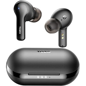 tozo a2 mini wireless earbuds bluetooth 5.3 in ear light-weight headphones built-in microphone, ipx5 waterproof, immersive premium sound long distance connection headset with charging case, black