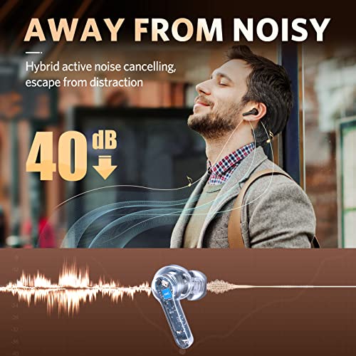 EarFun Wireless Earbuds, Air Pro 2 Hybrid Active Noise Cancelling Wireless Earphones, Bluetooth 5.2 Headphones with 6 Mics Call, in-Ear Detection, Ambient Mode, 34H Playtime Wireless Charging, Black