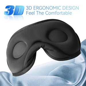 Sleep Headphones Bluetooth 5.0 Wireless 3D Eye Mask, Lightimetunnel Washable Sleeping Headphones for Side Sleepers With Adjustable Ultra Thin Stereo Speakers Microphone Hands Free for Insomnia Travel