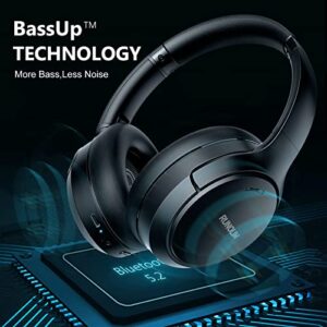 Hybrid Active Noise Cancelling Headphones, Wireless Over Ear Bluetooth Headphones with Microphone, 100H Playtime, Foldable Headphones with HiFi Audio, Deep Bass, Hard Case for Home Travel Office