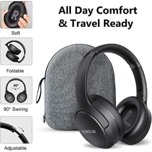 Hybrid Active Noise Cancelling Headphones, Wireless Over Ear Bluetooth Headphones with Microphone, 100H Playtime, Foldable Headphones with HiFi Audio, Deep Bass, Hard Case for Home Travel Office