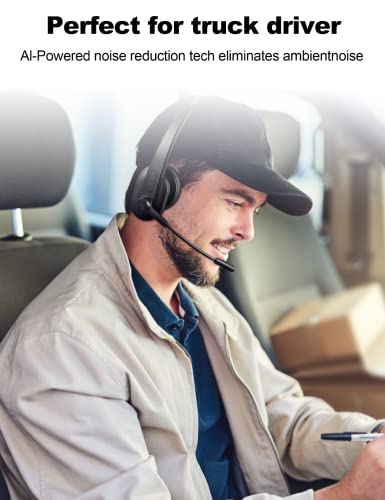 Bluetooth Headset, Sarevile Bluetooth Trucker Headset with Upgraded Microphone Noise Canceling for Trucker, Hand Free Wireless Headset with Adapter for Office Meeting. Widely Compatible for Computer …