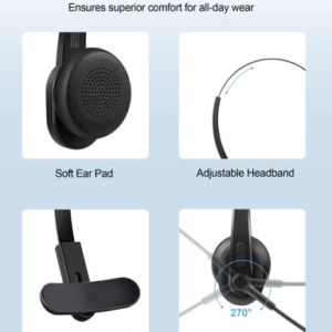 Bluetooth Headset, Sarevile Bluetooth Trucker Headset with Upgraded Microphone Noise Canceling for Trucker, Hand Free Wireless Headset with Adapter for Office Meeting. Widely Compatible for Computer …
