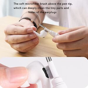 Airpods Earbuds Cleaning Kit, Airpods Pro 1 2 3 Cleaner Kit Pen Shape with Soft Brush for Wireless Earphones Bluetooth Headphones Charging Box Accessories Tool, Computer, Camera and Phone (White)