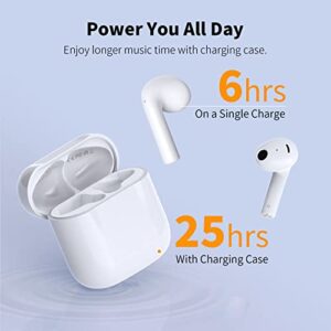 Wireless Earbuds, Bluetooth Earbuds Environmental Noise Cancellation 4 Mic Call Noise Cancelling Mini Earbuds, Bluetooth 5.2 Light Weight Deep Bass Headphones for Work, Home Office