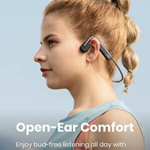 SHOKZ OpenMove - Open-Ear Bluetooth Sport Headphones - Bone Conduction Wireless Earphones - Sweatproof for Running and Workouts, with Sticker Pack (Grey)