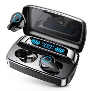 nipell wireless earbuds, bluetooth 5.2 headphones with 1800mah charging case – 88hrs play time – cell phones charging function, built-in microphone ipx5 waterproof earphone for ios/android