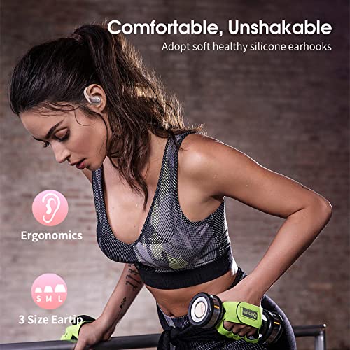 CASCHO Wireless Earbuds, Bluetooth 5.3 Headphones, 60Hrs Playback HD Stereo Audio LED Display, Over-Ear IPX7 Waterproof Earphones with Earhooks, Built-in Mic, Type-C, for Sports (Rose Gold)