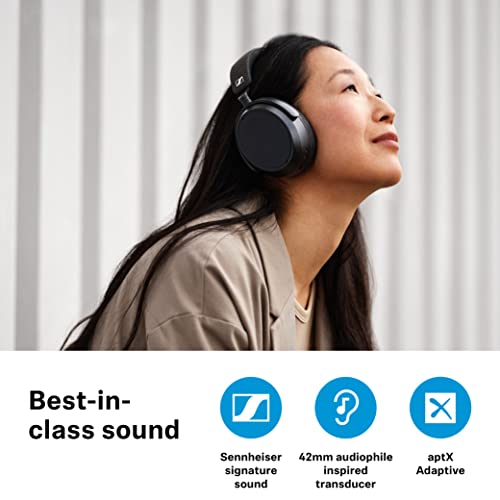 Sennheiser Momentum 4 Wireless Headphones - Bluetooth Headset for Crystal-Clear Calls with Adaptive Noise Cancellation, 60h Battery Life, Lightweight Folding Design - Black )