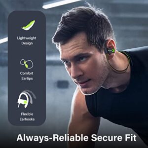 BOLOXA Bluetooth Headphones 5.3 Wireless Earbuds IPX7 Waterproof & 12Hrs Long Battery Over-Ear Stereo Bass Earphones with Earhooks Running Headset with Mic & Storage Bag for Workout Gym Sports Black